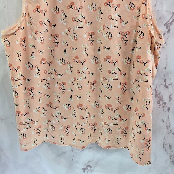 ModCloth Shirt Womens 3X Light Pink Tank Top Floral Button Up Cotton Mod Cloth - Picture 7 of 10